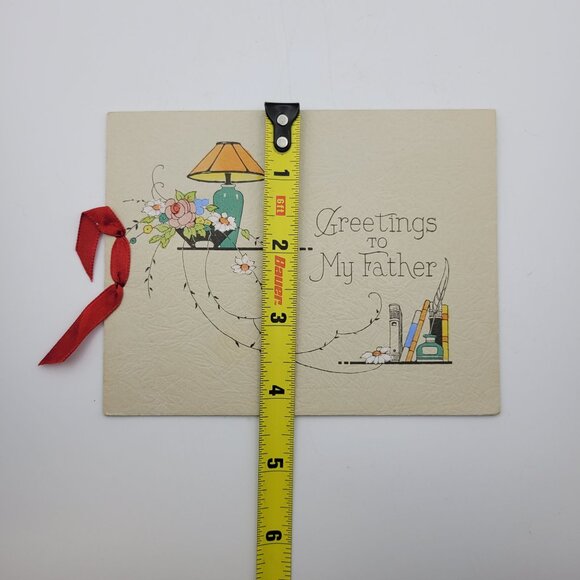 Vintage "Greetings To My Father" Card With Red Ribbon Accent - Picture 4 of 4
